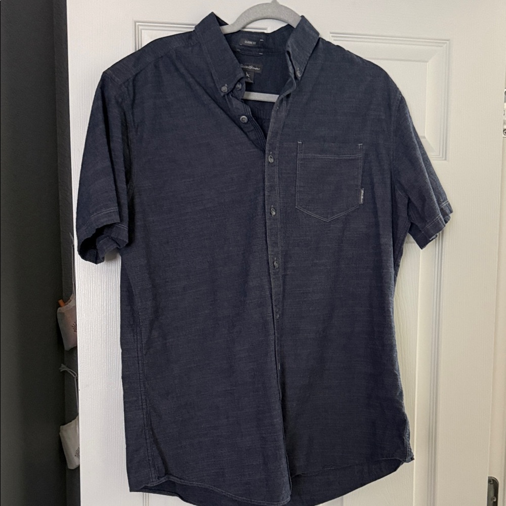 Eddie Bauer Dark Blue Casual Button-Down Shirt